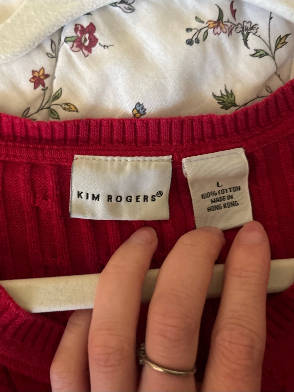 Bright Red Cable V-Neck Sweater - Picture 2 of 2